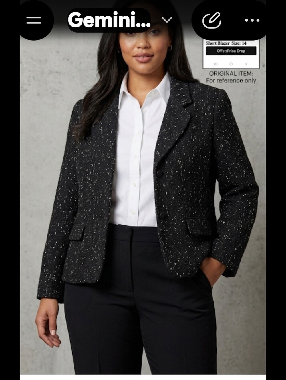 CHAUS  Tweed & Cream Short Blazer  Size:  14